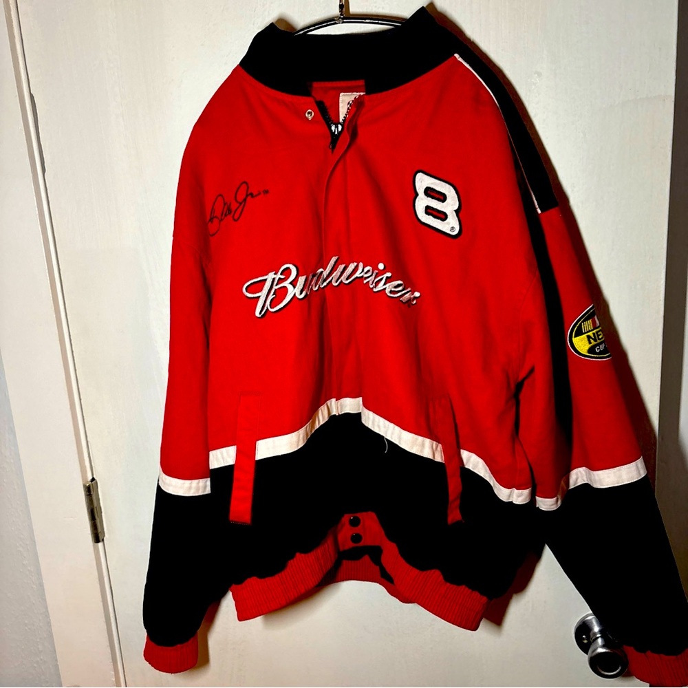 Budweiser Red and Black Men's Jacket Vintage Winners Circle NASCAR Dale Earnhard